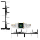 0.72 Carat Genuine Green Tourmaline and White Diamond 14K Yellow Gold Ring