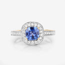 1.31 Carat Genuine Blue Sapphire and White Diamond 18K Yellow Gold Ring