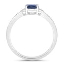 1.05 Carat Genuine Blue Sapphire and White Diamond 10K White Gold Ring