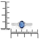1.05 Carat Genuine Blue Sapphire and White Diamond 10K White Gold Ring