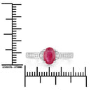 0.95 Carat Genuine Ruby and White Diamond 10K White Gold Ring