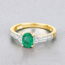 0.82 Carat Genuine Zambian Emerald and White Diamond 10K Yellow Gold Ring