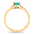 0.82 Carat Genuine Zambian Emerald and White Diamond 14K Yellow Gold Ring