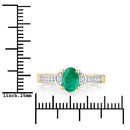 0.82 Carat Genuine Zambian Emerald and White Diamond 14K Yellow Gold Ring