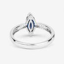 1.44 Carat Genuine Blue Sapphire and White Diamond 14K White Gold Ring