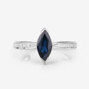 1.44 Carat Genuine Blue Sapphire and White Diamond 14K White Gold Ring