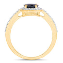1.82 Carat Genuine Blue Sapphire and White Diamond 14K Yellow Gold Ring