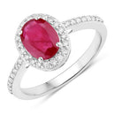 1.73 Carat Genuine Ruby and White Diamond 14K White Gold Ring