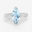 2.09 Carat Genuine Aquamarine and White Diamond 14K White Gold Ring