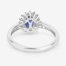 1.11 Carat Genuine Blue Sapphire and White Diamond 10K White Gold Ring