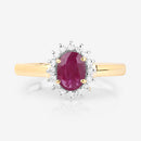 1.01 Carat Genuine Ruby and White Diamond 10K Yellow Gold Ring