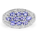 1.70 Carat Genuine Tanzanite .925 Sterling Silver Ring