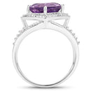 2.82 Carat Genuine Amethyst and White Topaz .925 Sterling Silver Ring