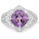 2.82 Carat Genuine Amethyst and White Topaz .925 Sterling Silver Ring