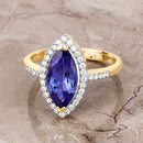 2.33 Carat Genuine Tanzanite and White Diamond 14K Yellow Gold Ring