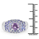 2.43 Carat Genuine Amethyst and Tanzanite .925 Sterling Silver Ring