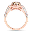 IGI Certified 3.01 Carat Genuine Brown Diamond Center and 0.52cttw White Diamond 18K Rose Gold Ring (3.53cttw)