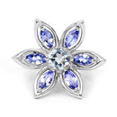 1.34 Carat Genuine Aquamarine and Tanzanite .925 Sterling Silver Ring