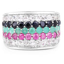 4.28 Carat Genuine Multi Stone .925 Sterling Silver Ring