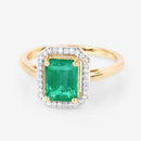 1.62 Carat Genuine Ethiopian Emerald and White Diamond 14K Yellow Gold Ring