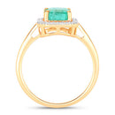 1.62 Carat Genuine Ethiopian Emerald and White Diamond 14K Yellow Gold Ring