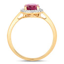 1.59 Carat Genuine Ruby and White Diamond 10K Yellow Gold Ring