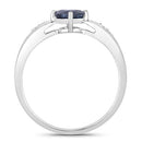 0.89 Carat Genuine Blue Sapphire and White Diamond 10K White Gold Ring