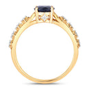 1.13 Carat Genuine Blue Sapphire and White Diamond 10K Yellow Gold Ring