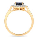 1.34 Carat Genuine Blue Sapphire and White Diamond 10K Yellow Gold Ring