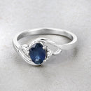 0.98 Carat Genuine Blue Sapphire and White Diamond 10K White Gold Ring