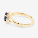 0.98 Carat Genuine Blue Sapphire and White Diamond 10K Yellow Gold Ring