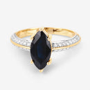 2.39 Carat Genuine Blue Sapphire and White Diamond 10K Yellow Gold Ring