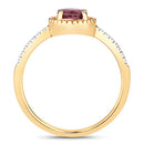 0.92 Carat Genuine Ruby and White Diamond 14K Yellow Gold Ring