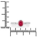 1.00 Carat Genuine Ruby and White Diamond 14K White Gold Ring