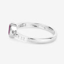 1.00 Carat Genuine Ruby and White Diamond 14K White Gold Ring