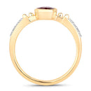 1.00 Carat Genuine Ruby and White Diamond 14K Yellow Gold Ring
