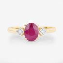 1.22 Carat Genuine Ruby and White Diamond 14K Yellow Gold Ring