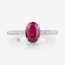 1.43 Carat Genuine Ruby and White Diamond 14K Yellow Gold Ring