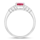 1.52 Carat Genuine Ruby and White Diamond 14K White Gold Ring