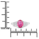 1.52 Carat Genuine Ruby and White Diamond 14K White Gold Ring