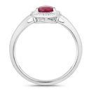 1.02 Carat Genuine Ruby and White Diamond 14K White Gold Ring