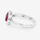 1.02 Carat Genuine Ruby and White Diamond 14K White Gold Ring