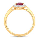 1.02 Carat Genuine Ruby and White Diamond 14K Yellow Gold Ring