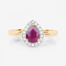 1.02 Carat Genuine Ruby and White Diamond 14K Yellow Gold Ring