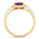 1.25 Carat Genuine Ruby and White Diamond 14K Yellow Gold Ring