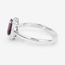 1.30 Carat Genuine Ruby and White Diamond 14K White Gold Ring