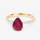 1.68 Carat Genuine Ruby and White Diamond 14K Yellow Gold Ring