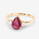 1.08 Carat Genuine Ruby and White Diamond 14K Yellow Gold Ring