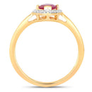 1.57 Carat Genuine Ruby and White Diamond 14K Yellow Gold Ring