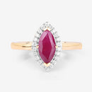 1.57 Carat Genuine Ruby and White Diamond 14K Yellow Gold Ring